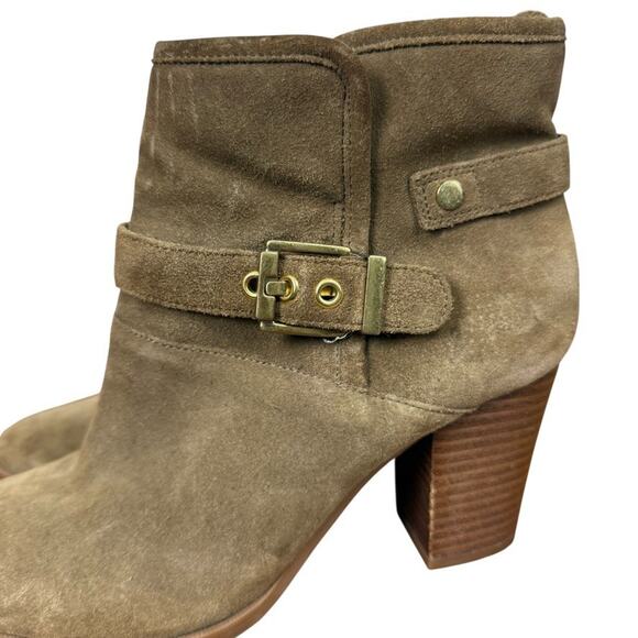 Franco Sarto Dorinda Womens Beige Chunky High Heel Ankle Boots Booties sz 9 - Picture 9 of 16